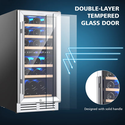 30-Bottle Freestanding Wine Cooler with Temp Memory and Dual Zones
