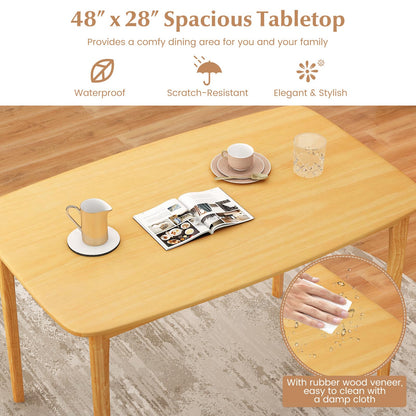48” Wooden Rectangular Kitchen Table with Solid Rubber Wood Legs