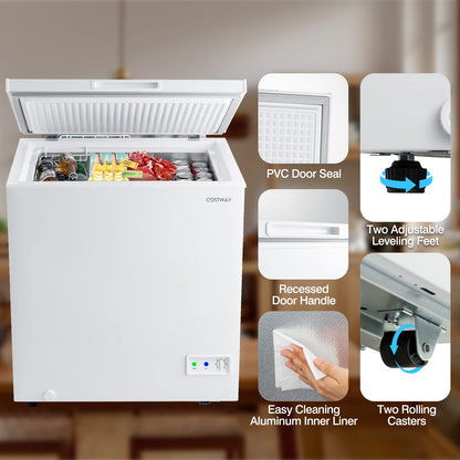 ARLIME Chest Freezer 5 Cu.ft Single Door Deep Refrigerator with 7-Grade Temperature Range -11°F to 10°F