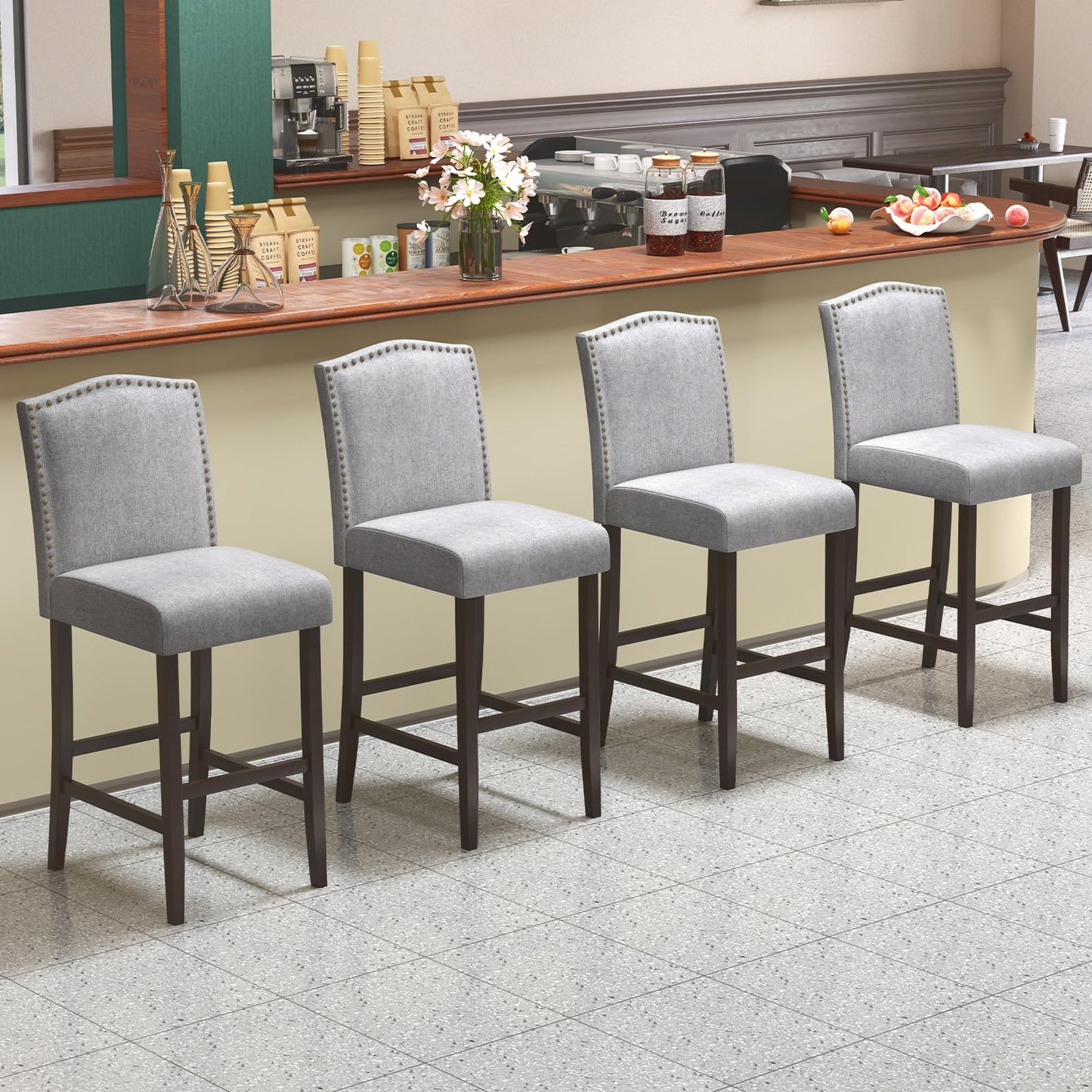 Bar Stools Set of 2/4 Bar Height Dining Side Barstools