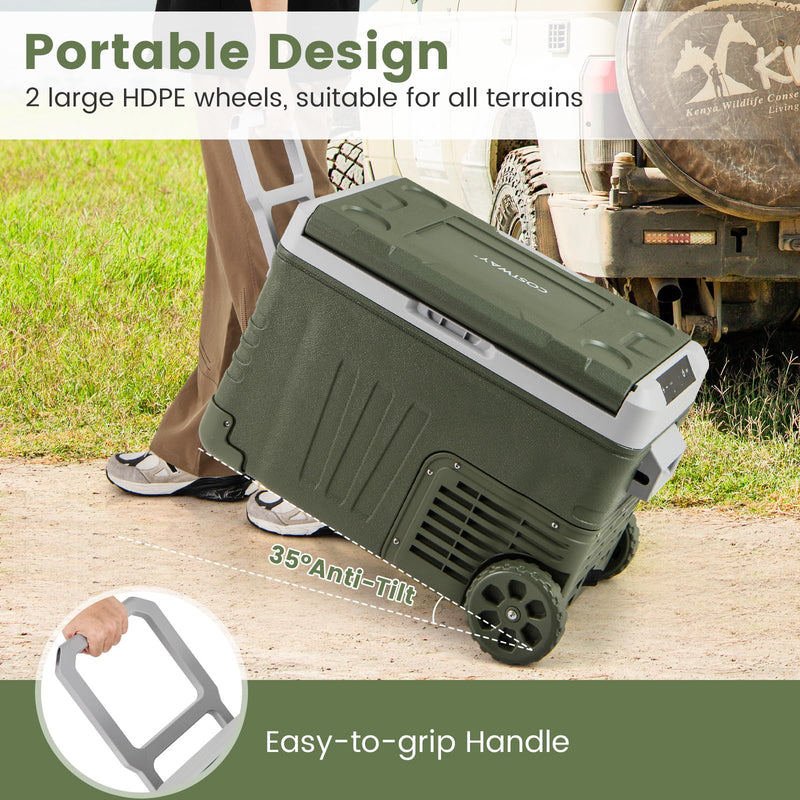 Car Refrigerator with Wheels 12/24V Car Fridge -4℉~68℉ Adjustable Range