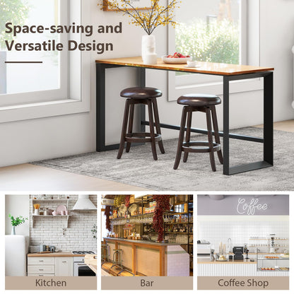 24-Inch Swivel Bar Stools Set of 2/4 Upholstered Barstools w/PU Leather Seat & Solid Rubber Wood Legs