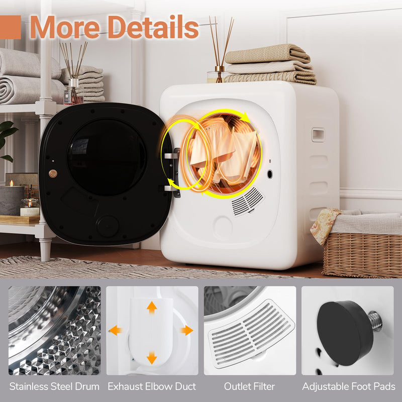 1.5 cu.ft Compact Drying Machine with Stainless Steel Tub & LED Touch Panel