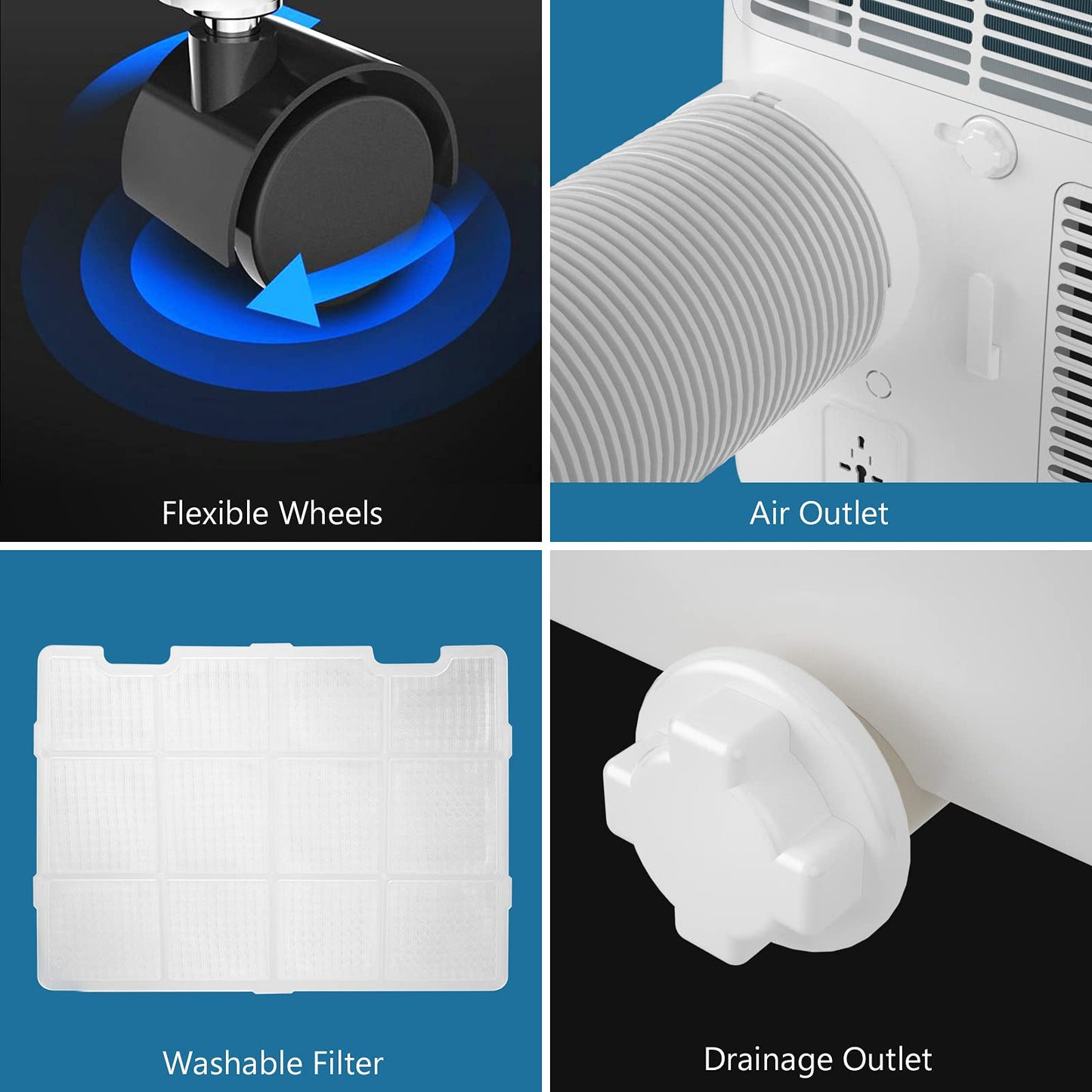 1,0000 BTU Portable Air Conditioner Cooling for Space up to 350 sq. ft with 3 Modes