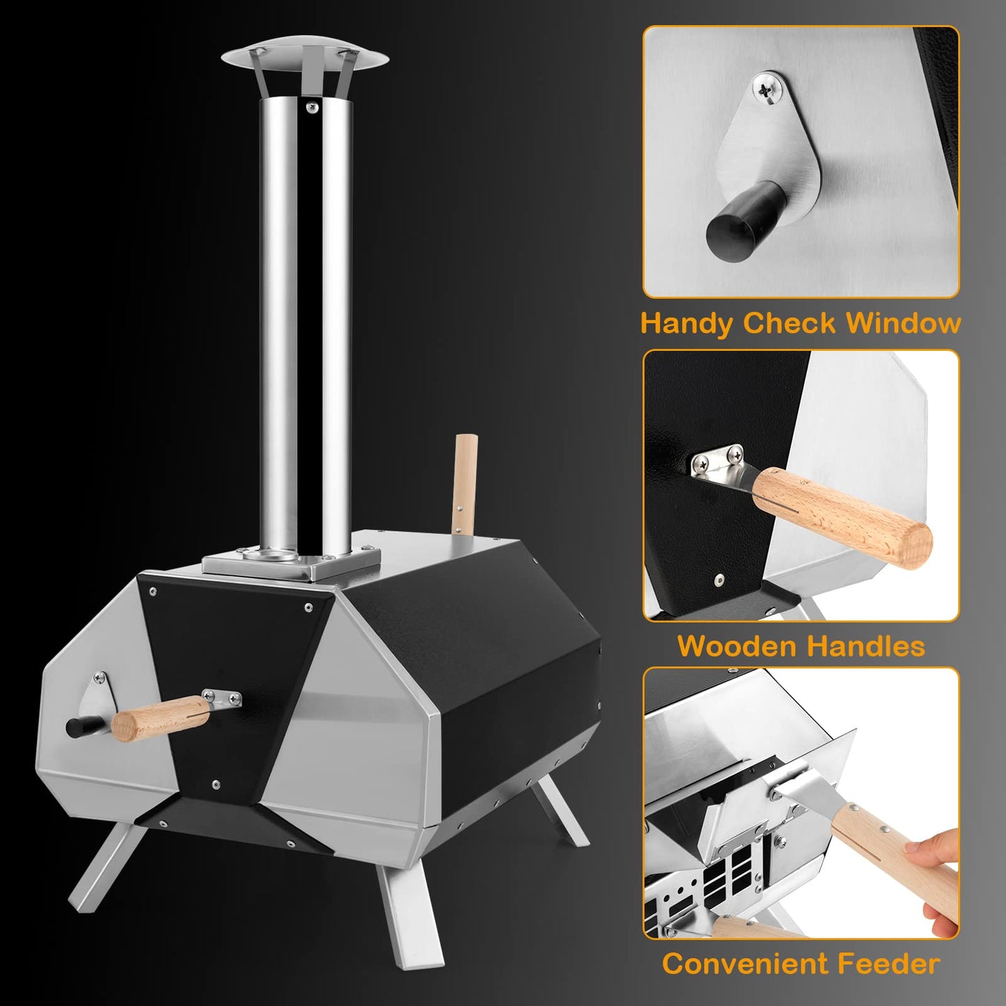 12 Stone Fired Maker with Foldable Legs & Built-in Thermometer