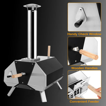 12 Stone Fired Maker with Foldable Legs & Built-in Thermometer