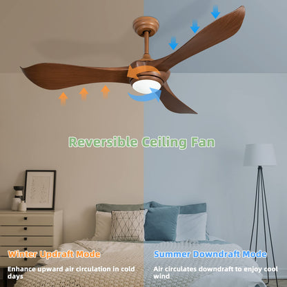 52 Inch Ceiling Fan Outdoor, Propeller Ceiling Fan with LED Light & Remote Control