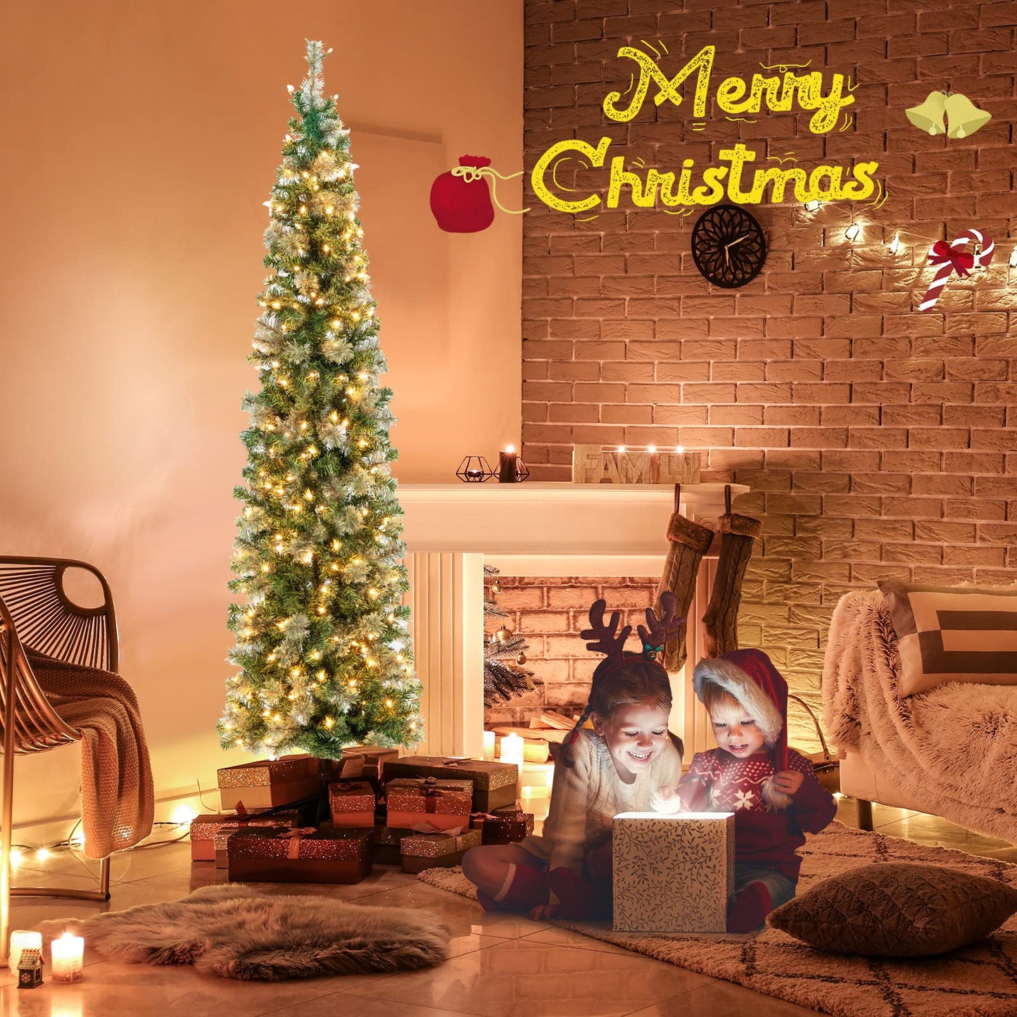 7FT Prelit Half Christmas Tree with 403 Branch Tips & 150 Lights