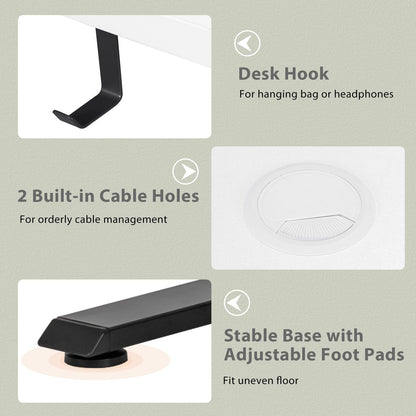 48" x 24" Manual Sit to Stand Desk with Headphone Hook & Cable Tray