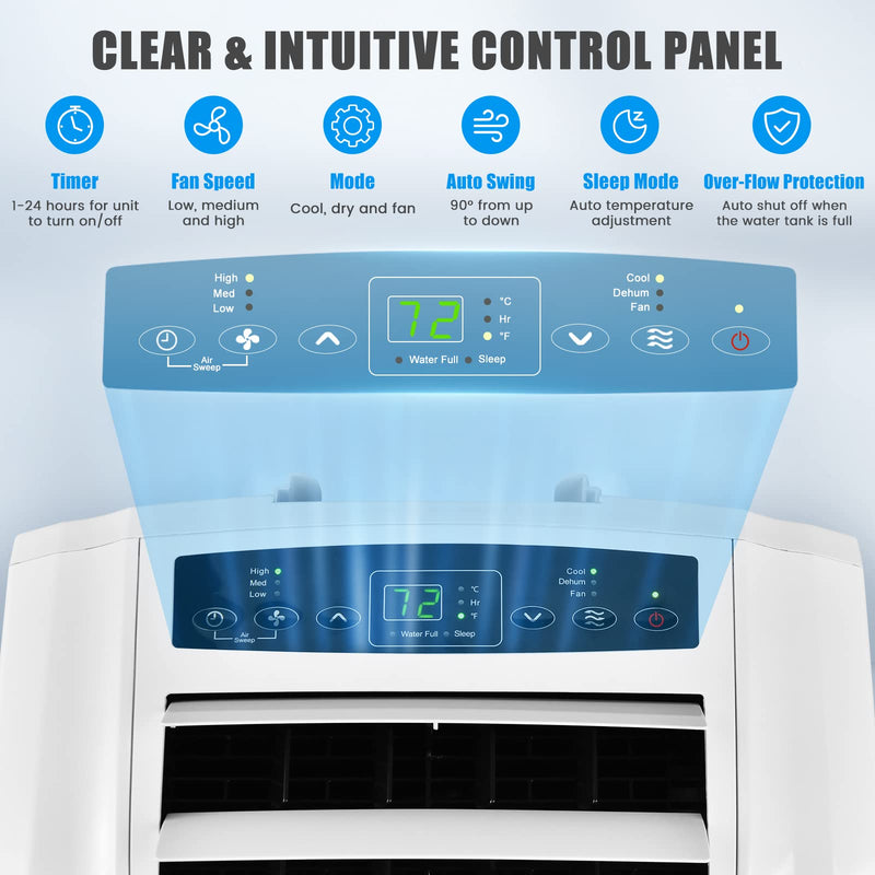 11,500 BTU Portable Air Conditioner, with Dual Hose, Remote Control, Powerful AC Unit Rooms up to 400 Sq.Ft.