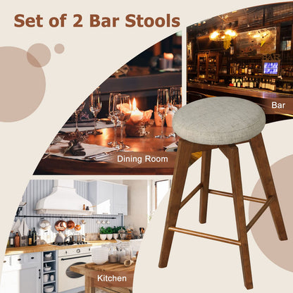 26-inch Bar Stools Set of 2/4 Counter Height Swivel Bar Chairs w/Rubber Wood Legs