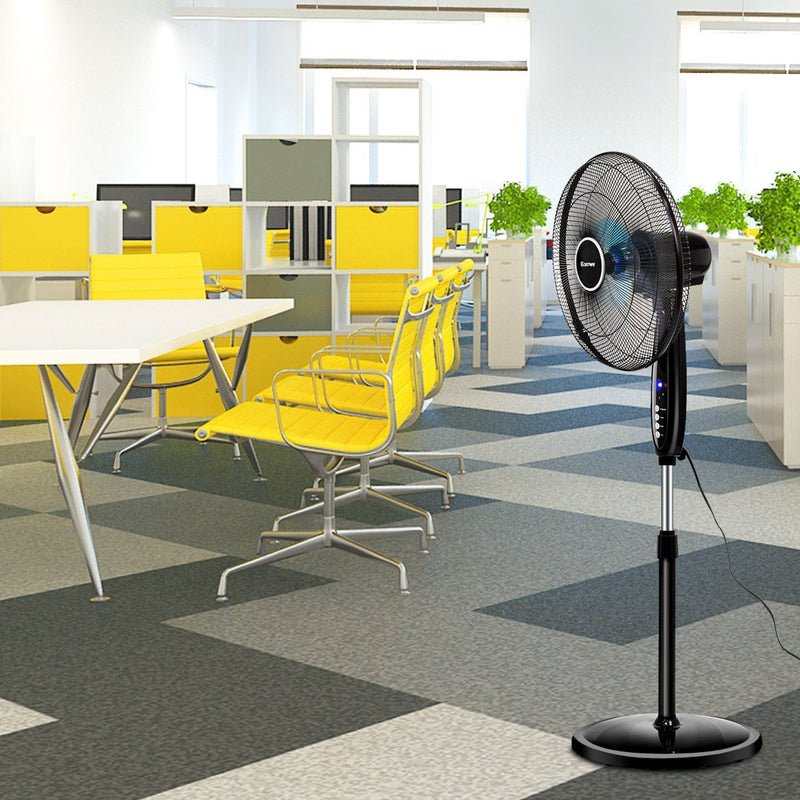 Pedestal Fan Black-Double 3 Blades