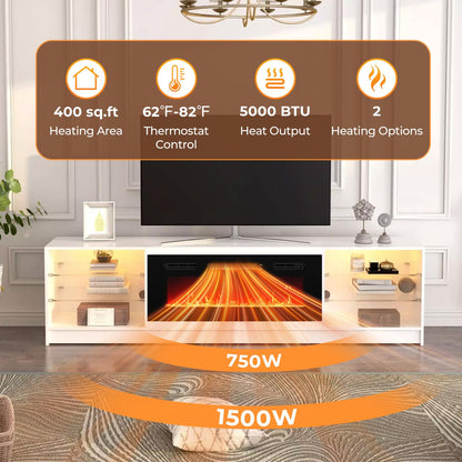 36 Inches Electric Fireplace Inserts w/LED Strip Lights