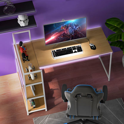 59 Inch L-Shaped Computer Desk with Open Storage Shelves