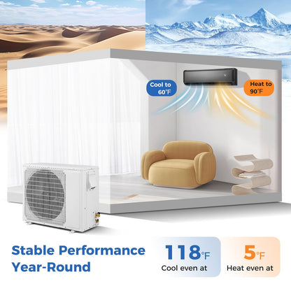 ARLIME 18000 BTU Wifi Enabled Mini Split Air Conditioner, 21 SEER2 208-230V Ductless Inverter AC