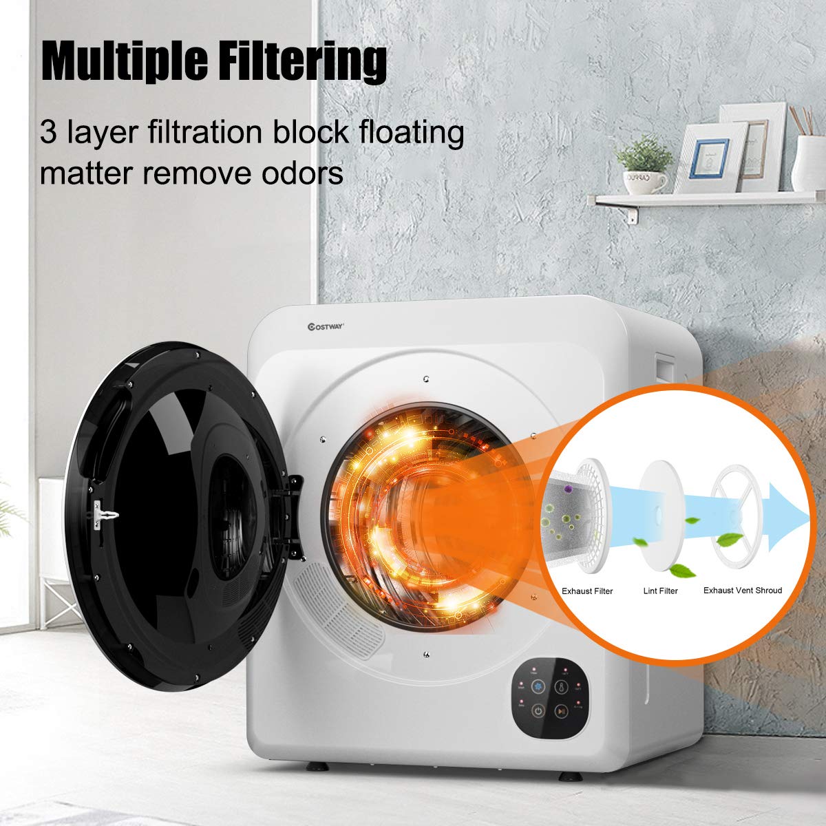 1700W Electric Portable Clothes Dryer with Stainless Steel Tub