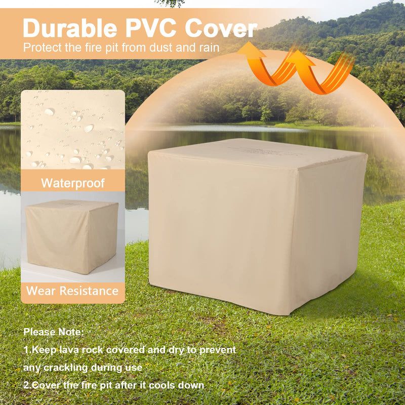 32" Outdoor Square Firepit with Waterproof Cover