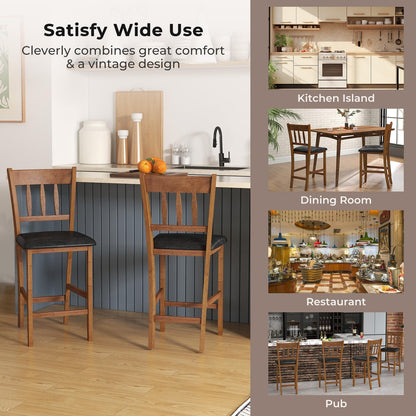 25.5'' Mid Century Modern Wooden Bar Stools with Backrest