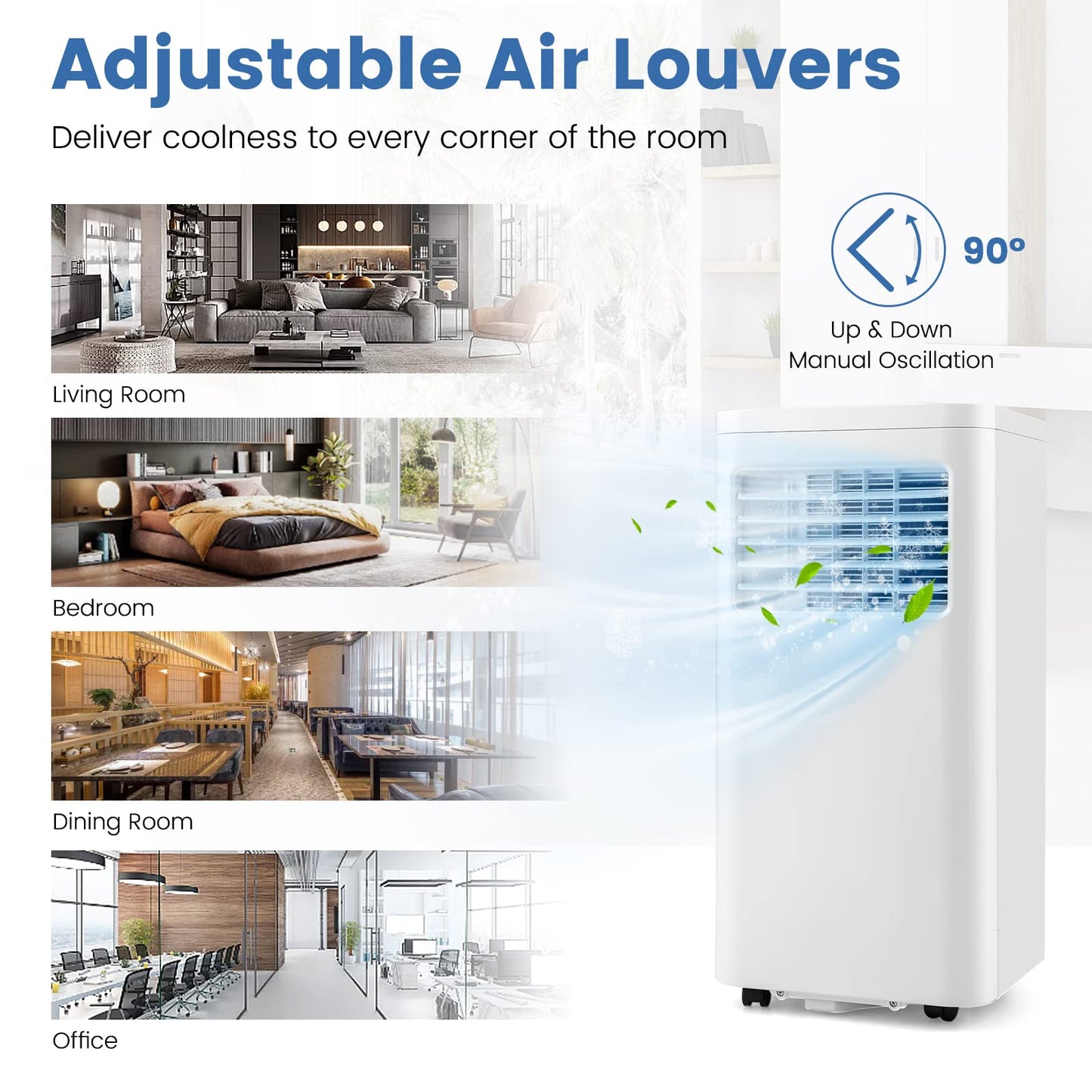 ARLIME Portable Air Conditioners, 8000 BTU AC Unit Fan & Dehumidifier w/Remote Control, 1-24H Timer & 2 Fan Speeds