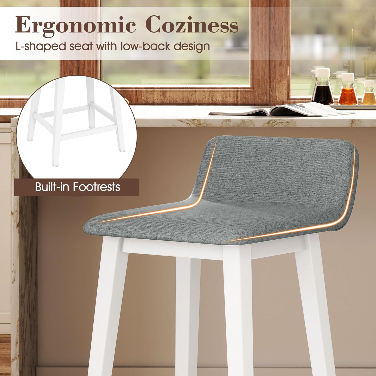 24/29 inch Wooden Counter Stools Set of 2/4