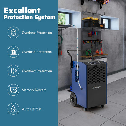 154 Pints Commercial Dehumidifier with Pump with Drain Hoses for Basements