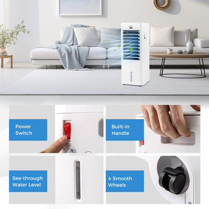 Evaporative Air Cooler and Heater with 3 Modes 3 Speeds and 2 Ice Boxes-White