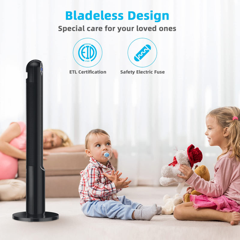 Tower Fan, 42-Inch Portable 80 Degrees Oscillating Fan with Remote, 3 Wind Modes, Smart Control Panel