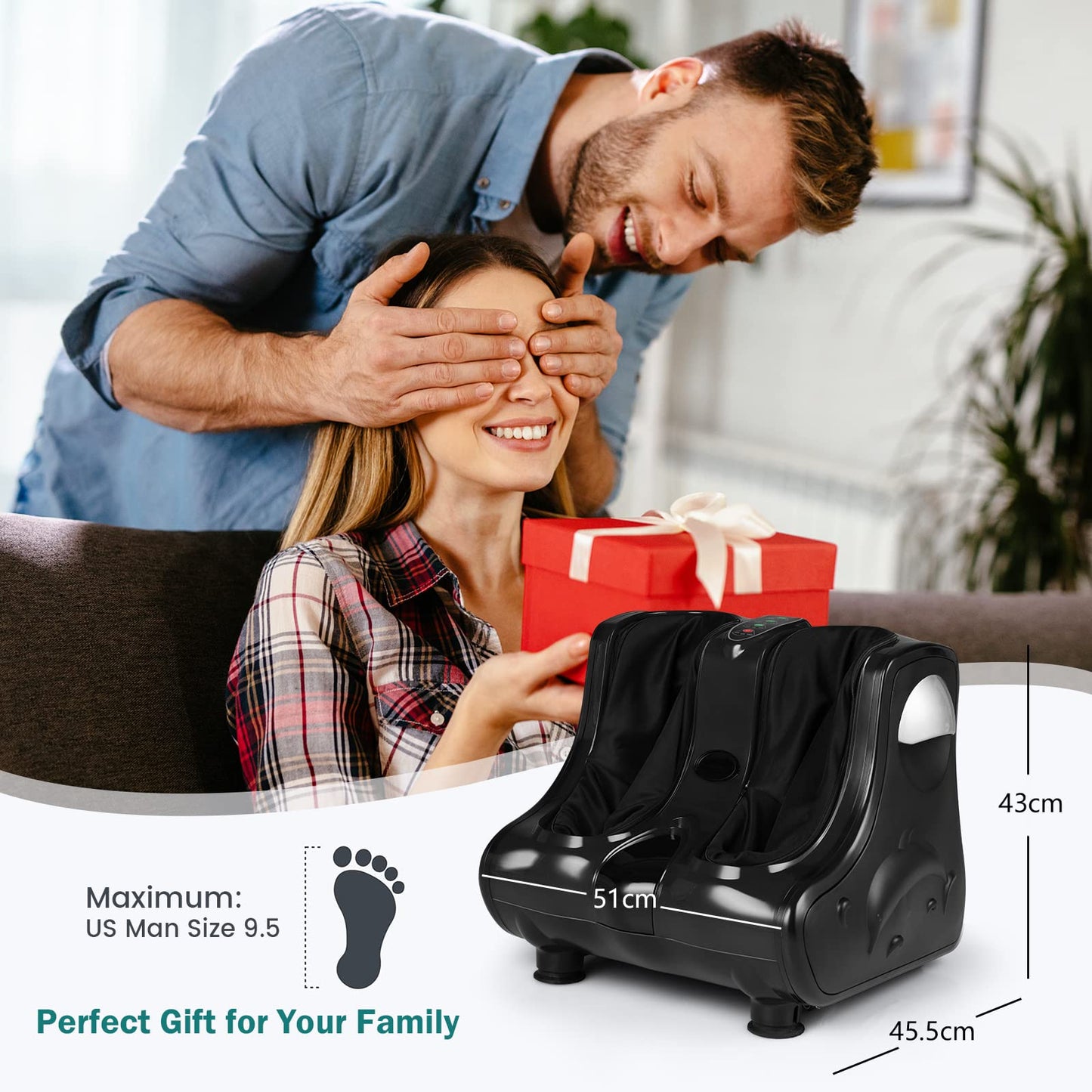 ARLIME Foot Calf Massager Machine with Shiatsu Kneading Rolling Vibration Heating Massager