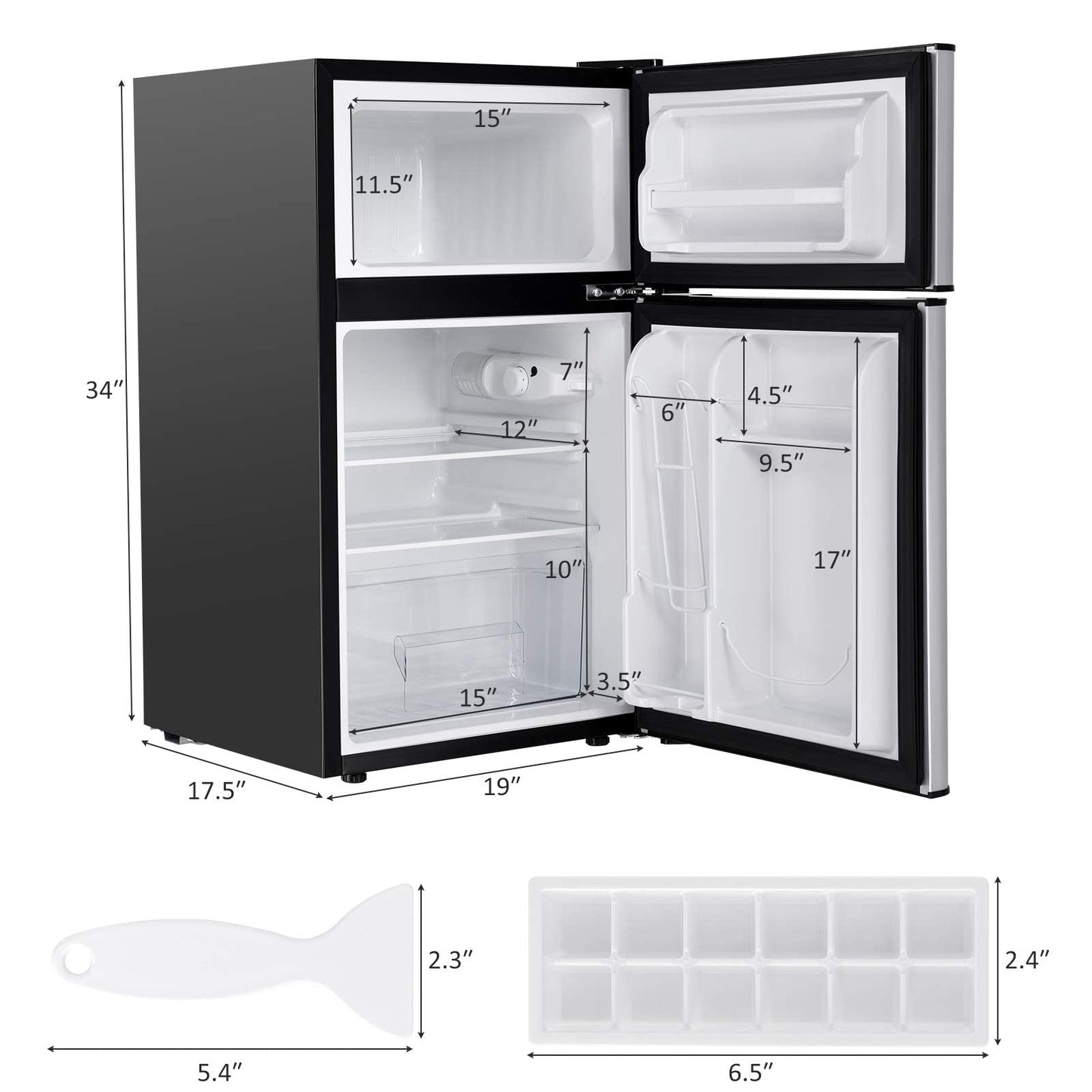 ARLIME Mini Fridge with Freezer, 3.2 Cu. Ft, Compact Refrigerator