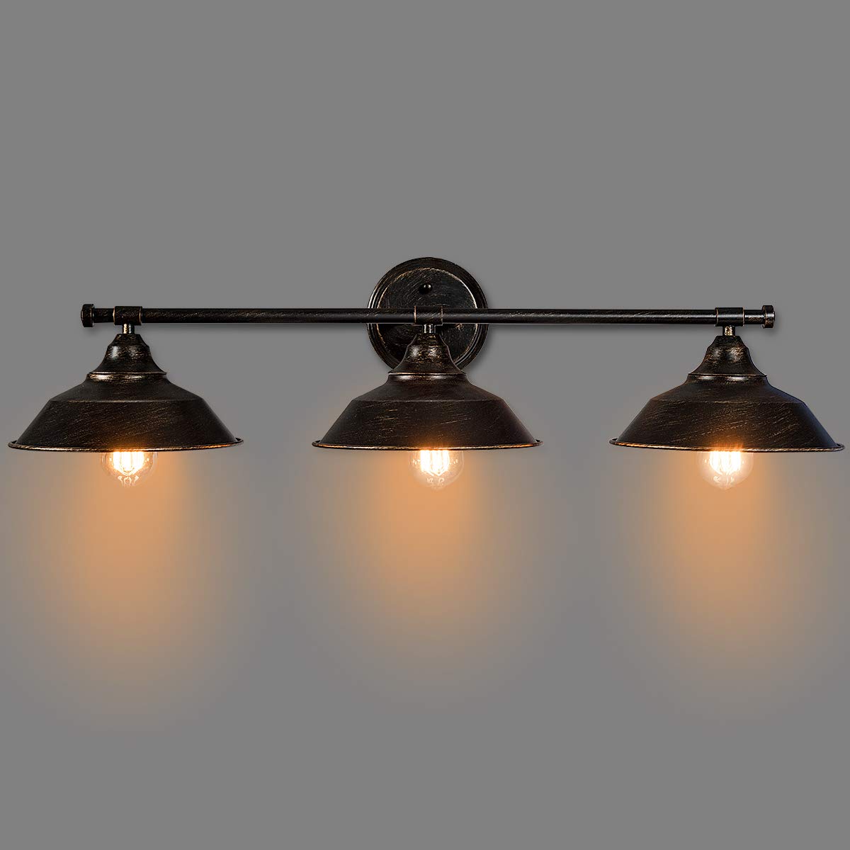 Vanity Light, 3 Light Wall Sconce, Industrial Metal Wall Mount Lamp, Rustic Indoor Wall Lamp Light Shade