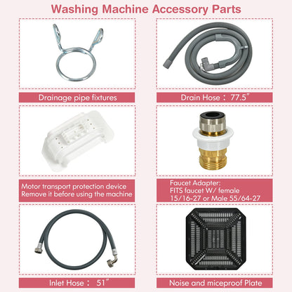 8Lbs Capacity Full-Automatic washer with 6 Programs 6 Water Levels & Child Lock