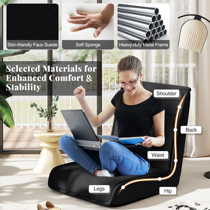 Folding Floor Chair Convertible Lazy Sofa Chair with 14-Poistion Adjustable Backrest