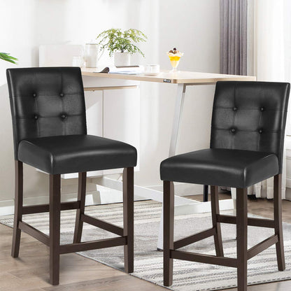 Set of 2 Bar Stools 25‘’ Upholstered Barstool with Back