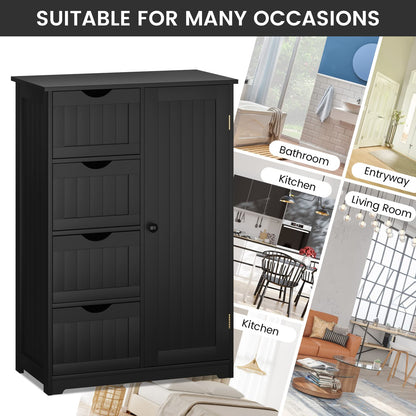 Wooden Storage Organizer with 4 Deep Drawers & Adjustable Shelf