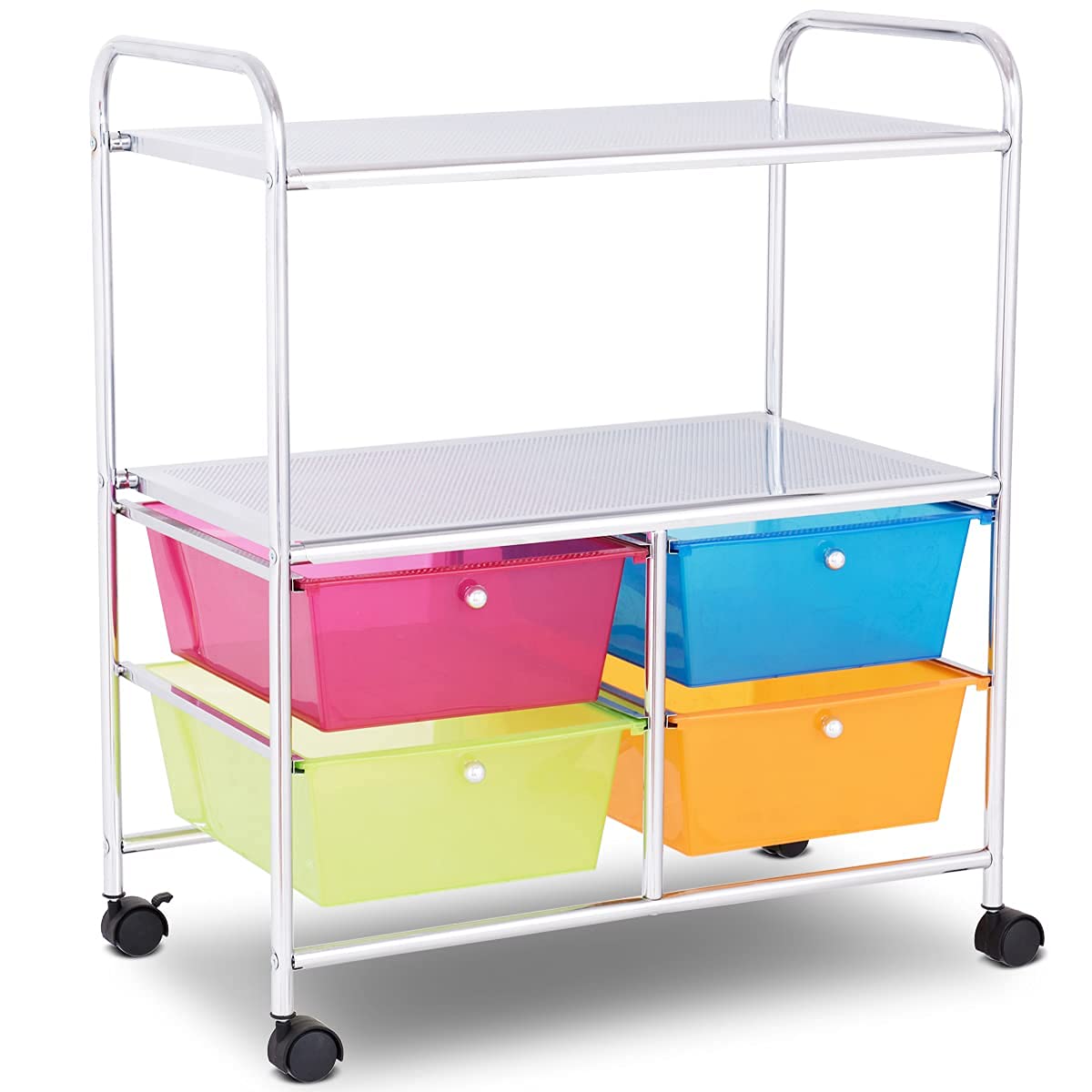 ARLIME 4-Drawer Storage Cart, 4 Drawer 2 Shelves Trolley, Rolling Organizer Cart