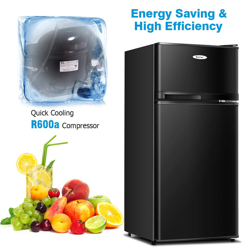 Compact Refrigerator, 3.4 Cu. Ft. Classic Fridge with Adjustable Removable Glass Shelves