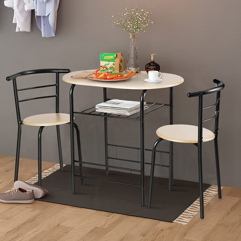 ARLIME 3-Piece Dining Set, Round Kitchen Table w/ 2 Chairs