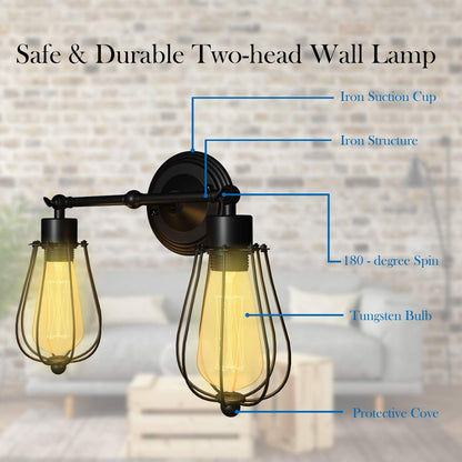 Wall Sconce Wall Light Fixture Black Metal Industrial Vintage Rustic Retro Style Indoor Outdoor