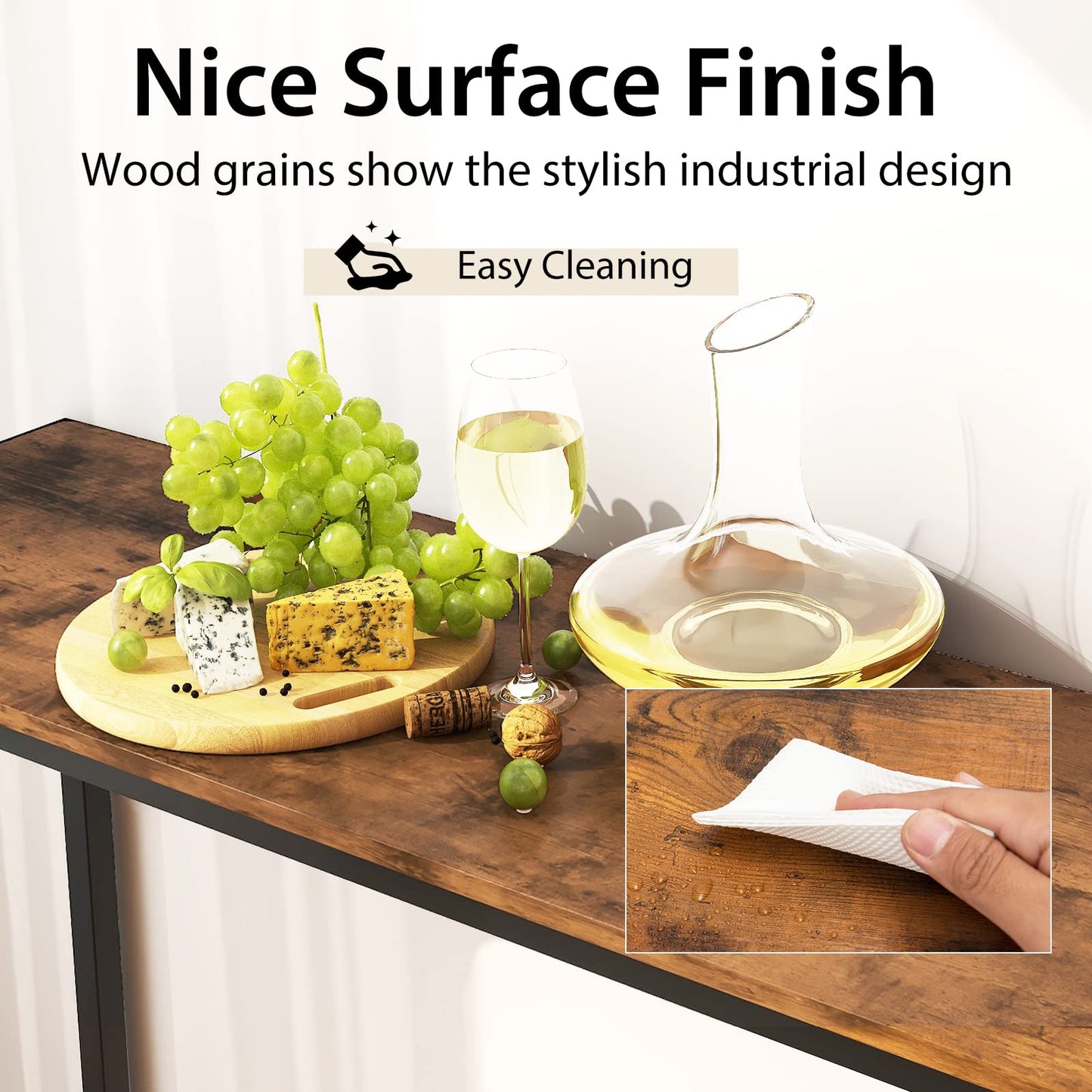 3-Piece Industrial Bar Table Set for 2 Counter Height Pub Table with 2 Stools