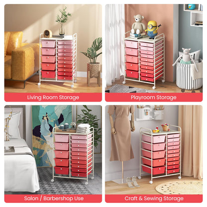 ARLIME 15-Drawer Storage Cart, 15 Drawer Trolley, Rolling Organizer Cart