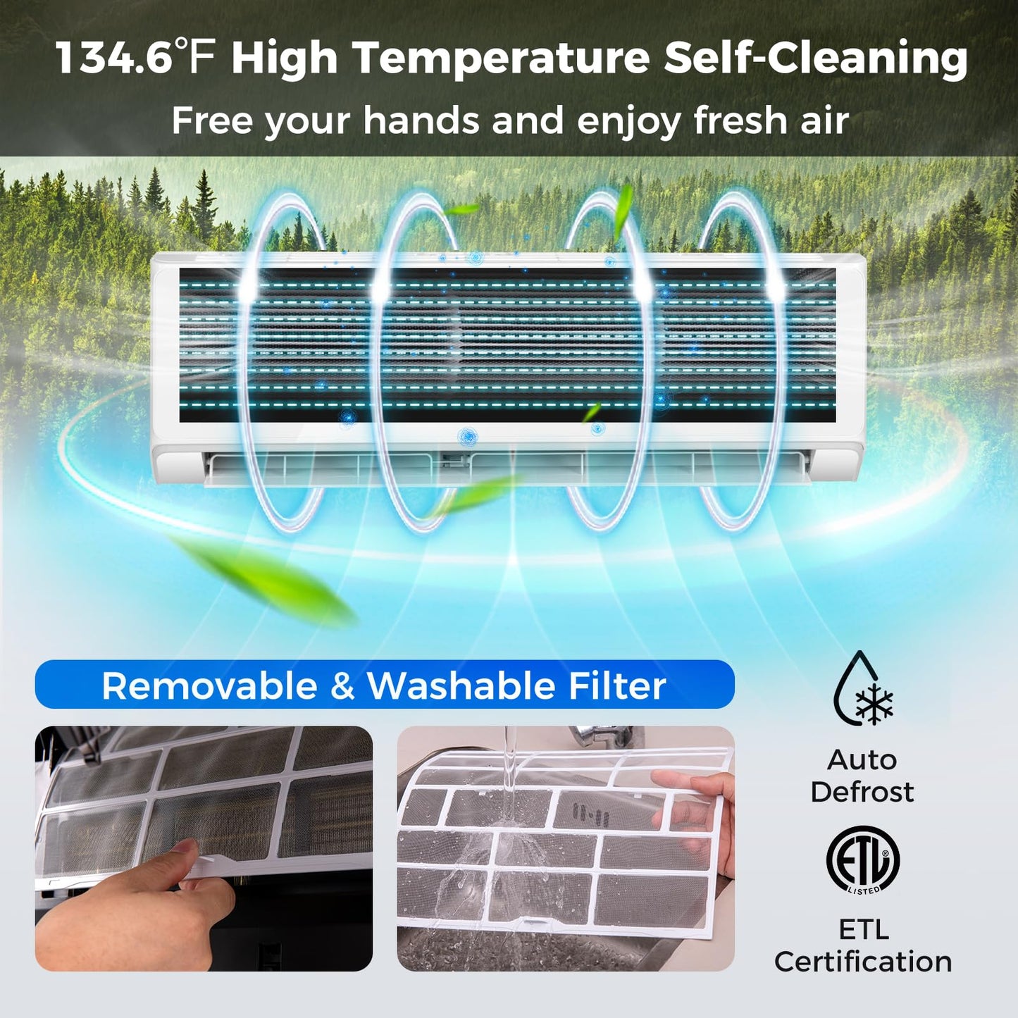 ARLIME 12000 BTU Wifi Enabled Mini Split Air Conditioner & Heater, 12000 BTU, 208-230V, 22 SEER2