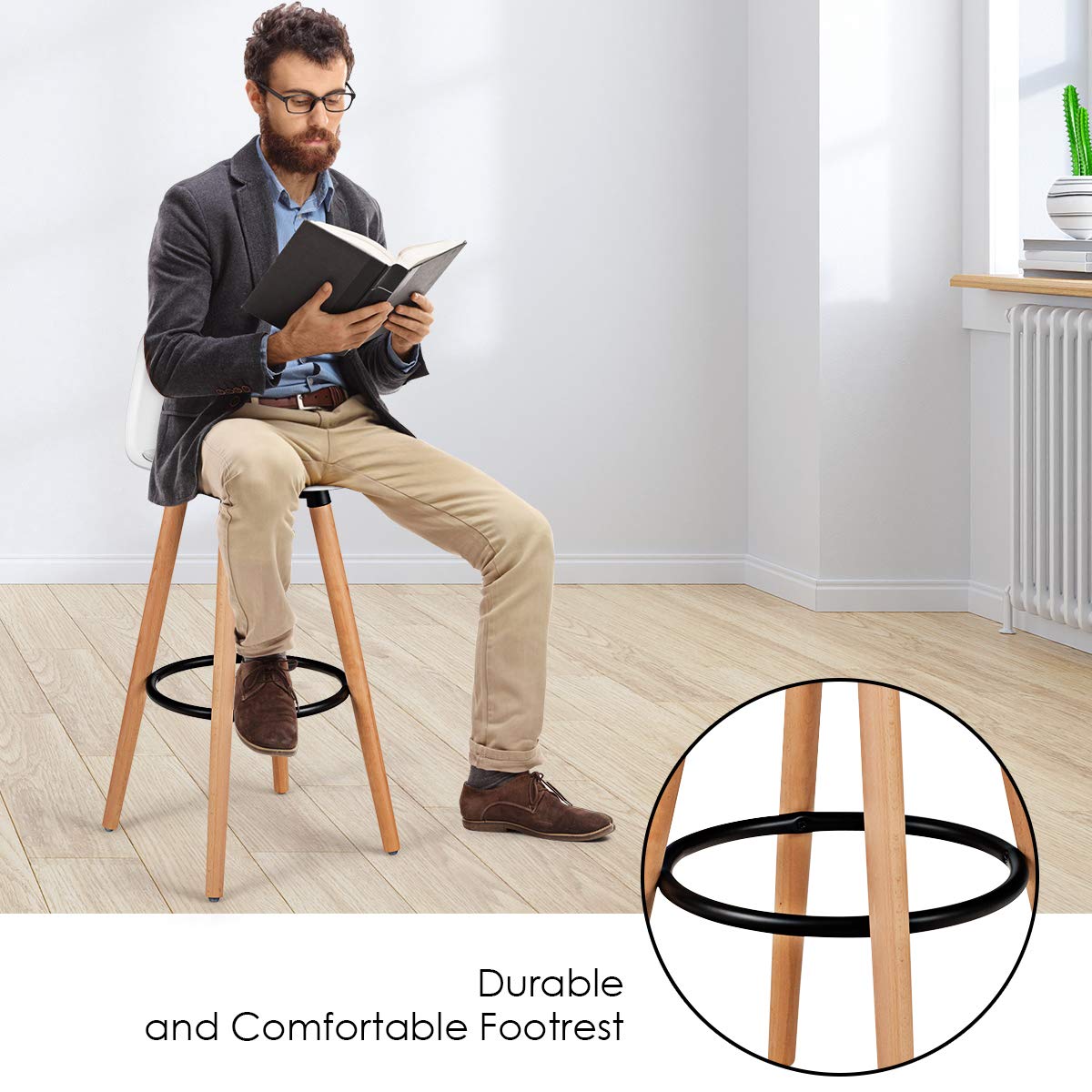 Bar Stools Set of 2/4 Modern Armless Kitchen Stool