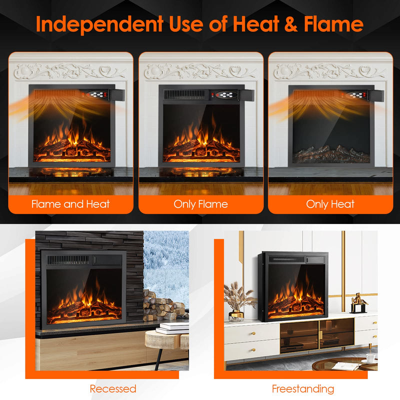 ARLIME 20 Inches Electric Fireplace Inserts 5100 BTU Recessed Freestanding Fireplace