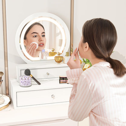 Modern Desktop Makeup Mirror with 2 Storage Drawers