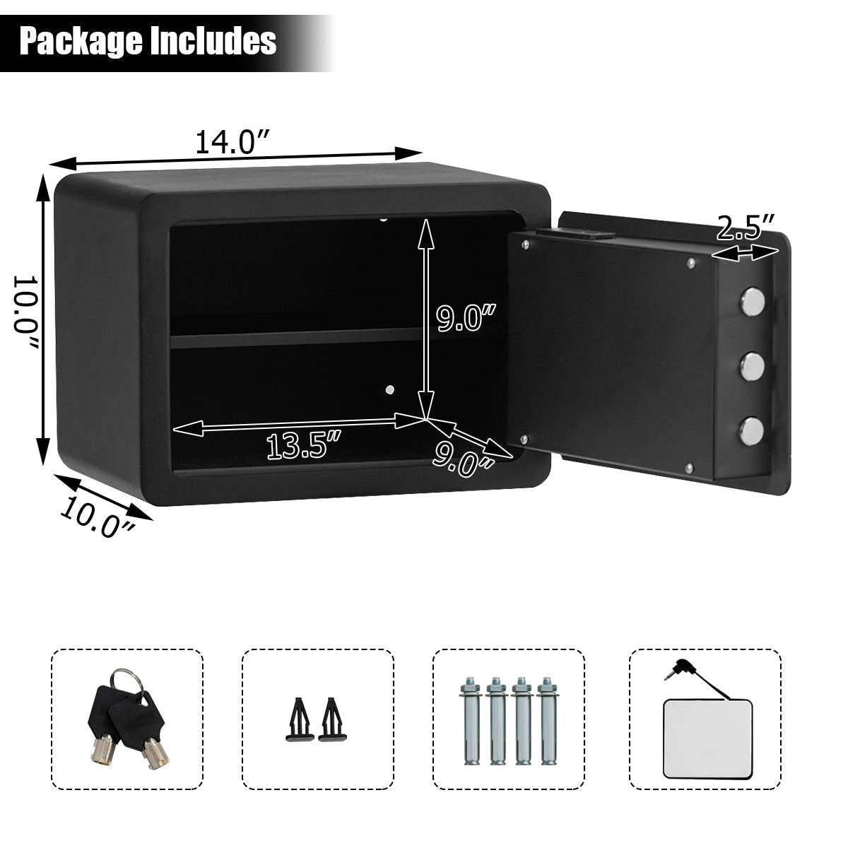 0.5 Cubic Feet Fingerprint Safe Security Lock Box