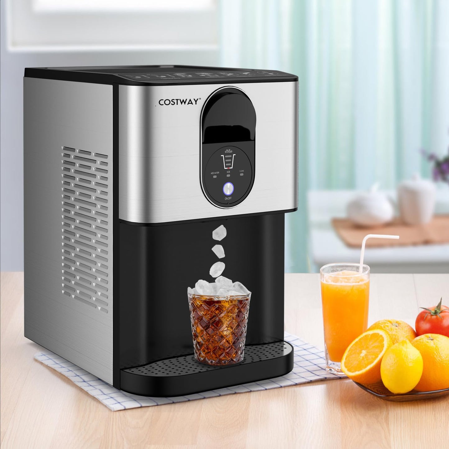 ARLIME Nugget Ice Maker Countertop, 56 lbs/24 H Pepple Chewable Ice Making Machine