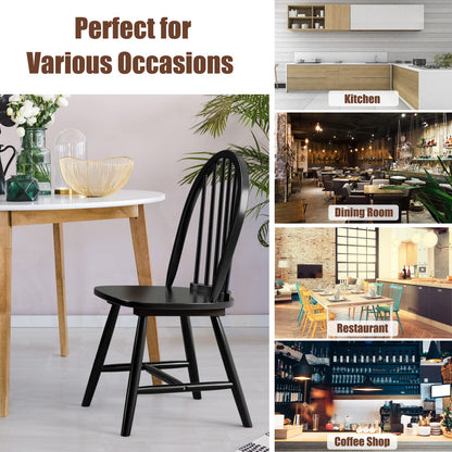 Windsor Dining Chairs Set of 2/4 w/Spindle Back & Reinforced H-Shaped Legs