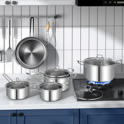 12 Piece Stainless Steel Cookware Set with Stock Pot
