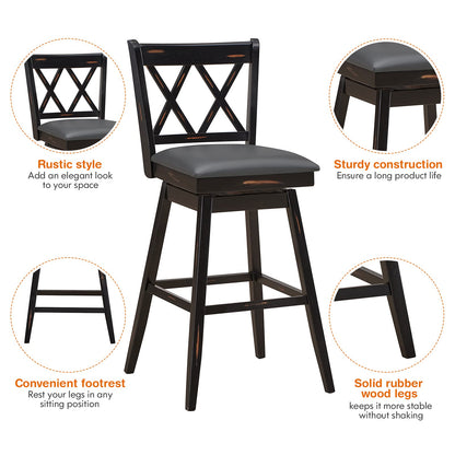 360 ° Swivel Bar Height 29.5 inch Bar Stool with Foot Rest Upholstered Cushion & Ergonomic Backrest