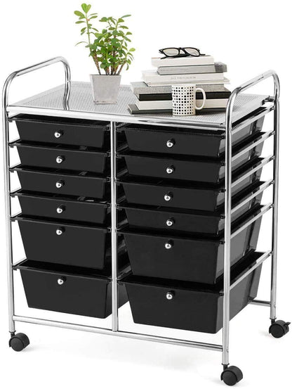 12-Drawer Rolling Storage Cart 12 Drawer Organizer Trolley